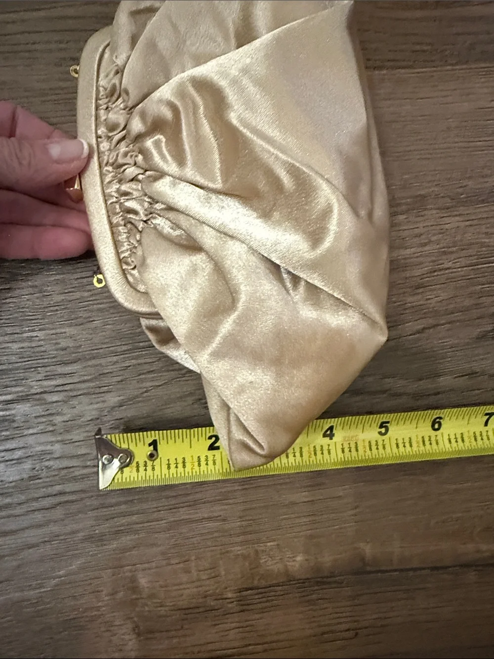 Kate Landry Shimmery Cream Evening Clutch with Gold Chain